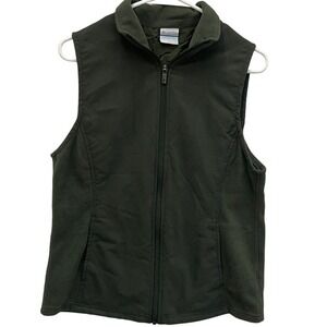 Columbia Womens S Olive Green Full Zip Fleece Side Panel Quilted Vest AL1053